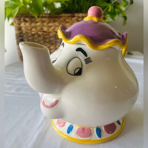 NWT, Vtg Treasure Craft, Beauty & The Beast Mrs. Potts Teapot, A Pfaltzgraff Co.